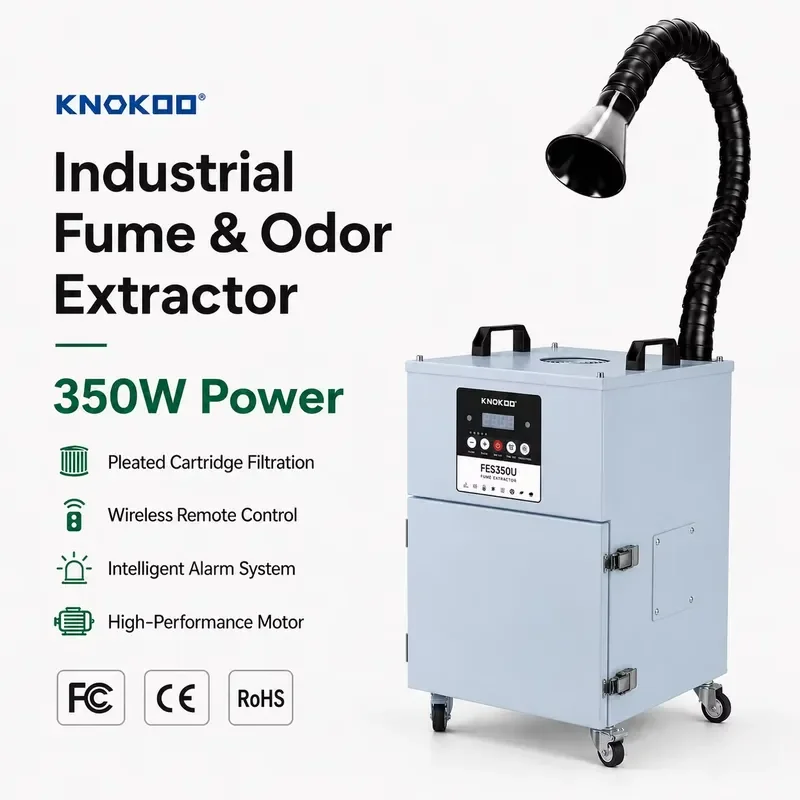 KNOKOO FES350U Multi Inlet Fume Extractor 580m³/h Custom Start Stop Interface Soldering Smoke Purifier