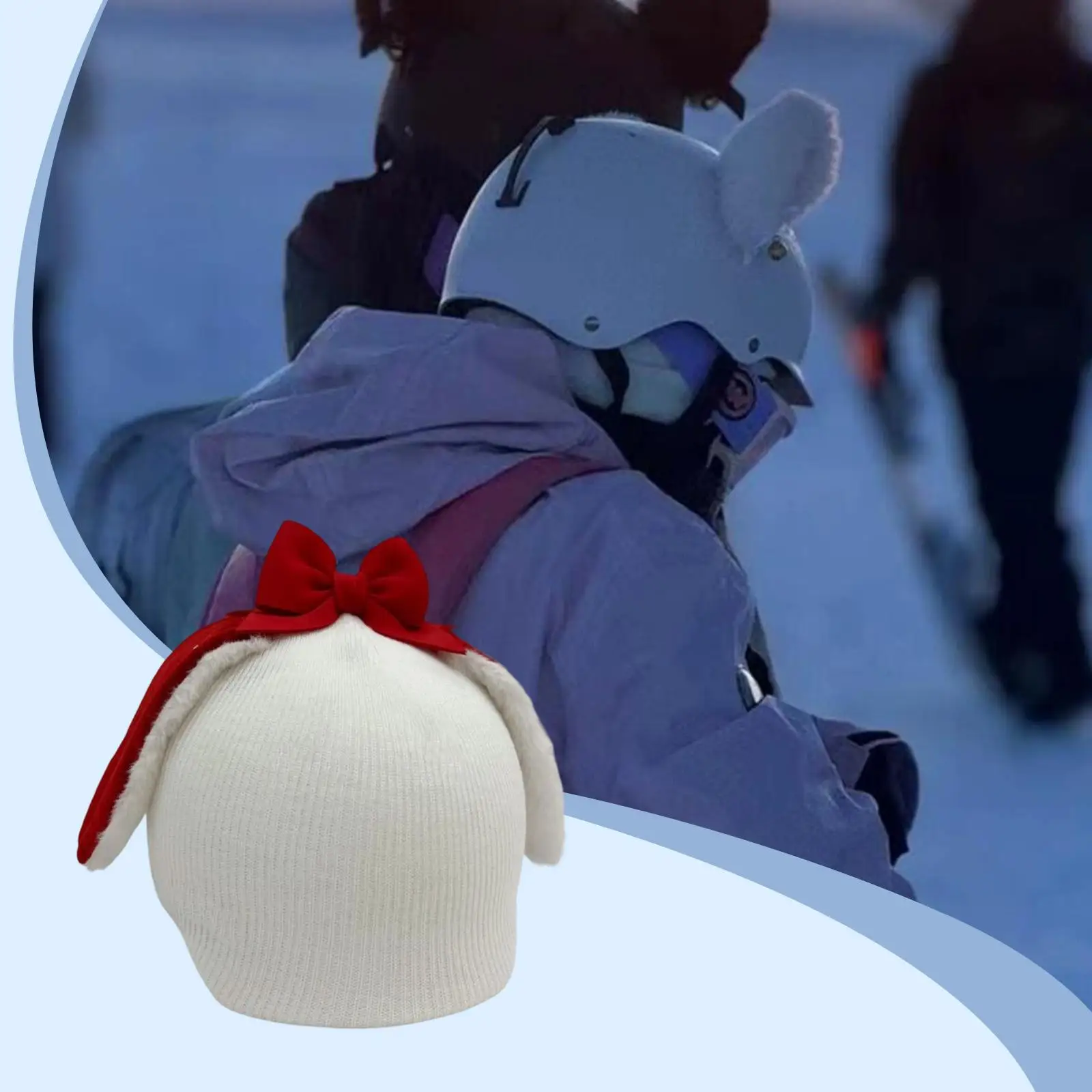 Rabbit Ear Snow Ski Helmet Cover Knitted, Cute Snowboarding Skiing Accessory Snowboard Helmet Cover for Kids Adults
