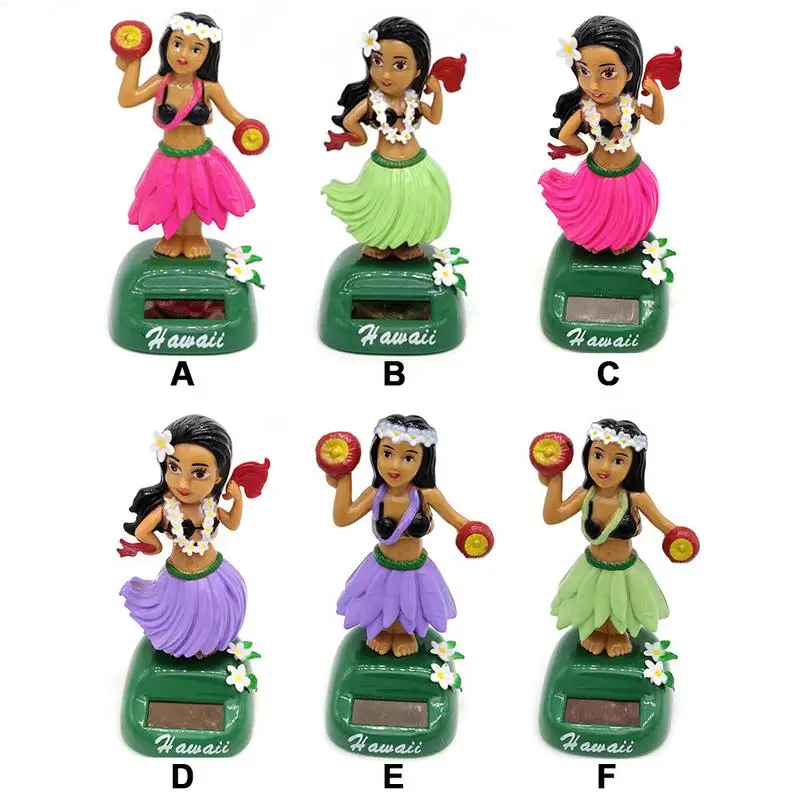 Hawaiian Girl Solar Dancing Figure Cute Bobblehead Car Dashboard Decor Shaking Head Doll for Car Interior Accessories & Gift