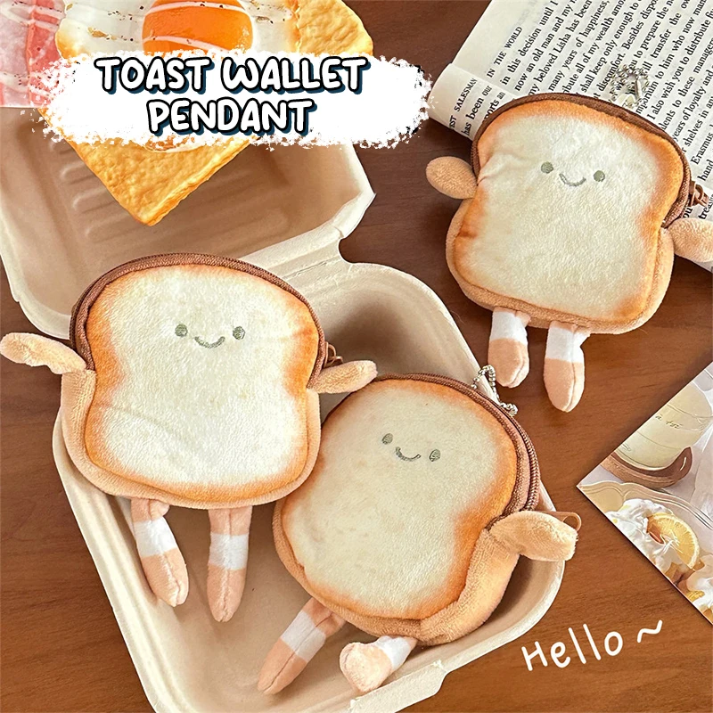 Cartoon Schattige Toast Brood Munt Zakje Kinderen Munt Portemonnee Creatieve Oortelefoon Tas Kawaii Mini Munt Tas Hanger Verjaardagscadeaus