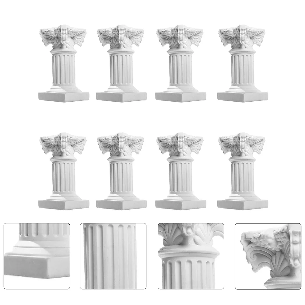

8Pcs Roman Pillar Statue Resin Ornament Base for Flowerpot Table Centerpiece Home Garden Decor Nordic Style Landscaping