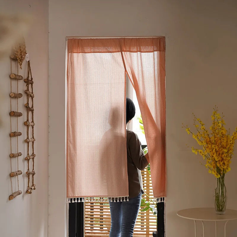 النمط الياباني القطن والكتان الستار المطبخ التقسيم غرفة المعيشة غرفة نوم الباب ستارة معلقة باب المنزل نصف الستائر #3