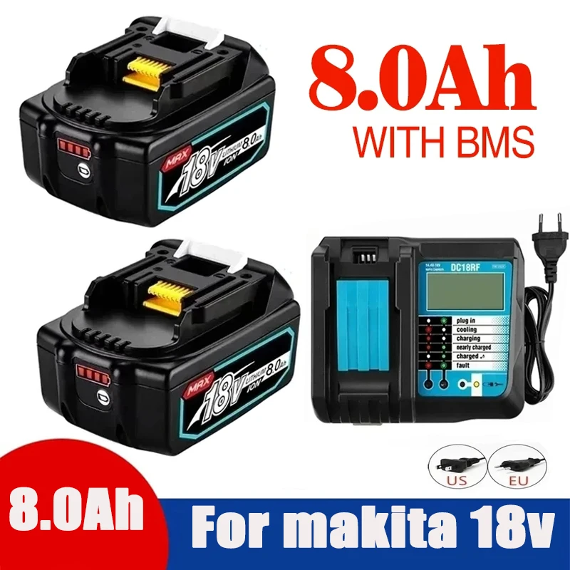 Genuine With Charger BL1860 Rechargeable Battery 18V 8000mAh Lithium Ion for Makita 18v Battery 8Ah BL1850 BL1880 BL1860B LXT400