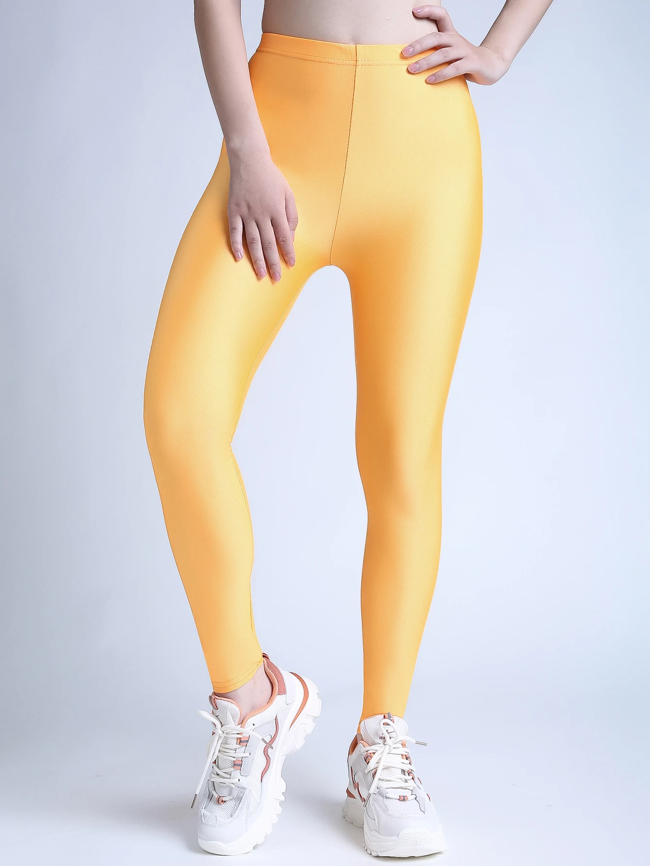 CUHAKCI New Summer Shiny Underpants Fluorescent Women's Underpants Spandex Long Pants High Elastic Fitness cropped pants DropShi