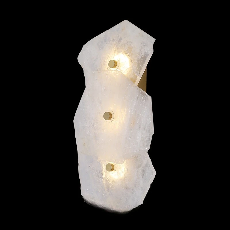 

Modern light luxury designer natural crystal rough stone wall lamp, model room master bedroom living room creative