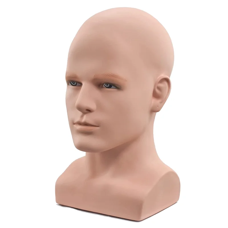 Male Mannequin Head Professional Manikin Head for Display Wigs Hats Headphone Display Stand (Skin Color)