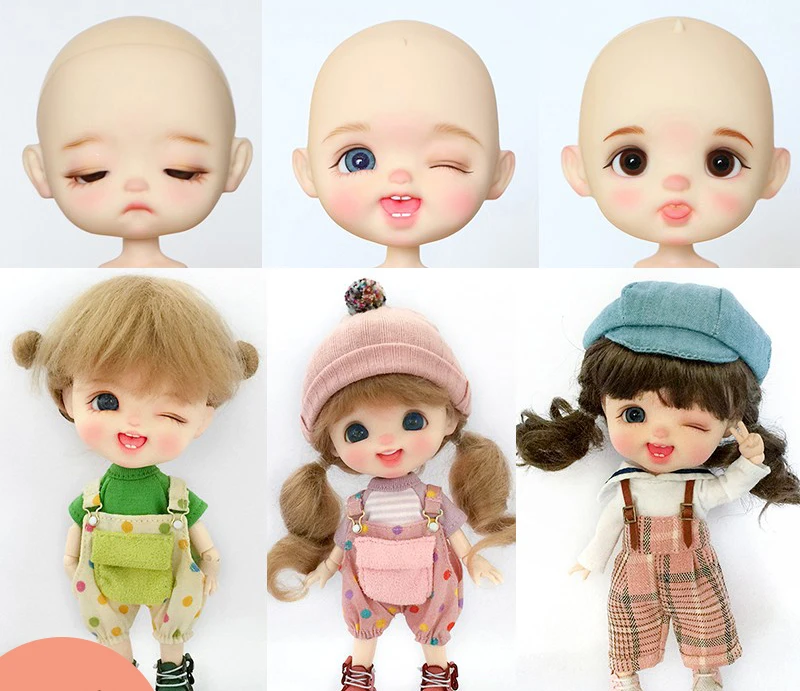 

Stodoll Smiles Teeth Sleeping Eggs Blink dimples bjd Baby Head OB11 Whole Baby Joint Doll Gift