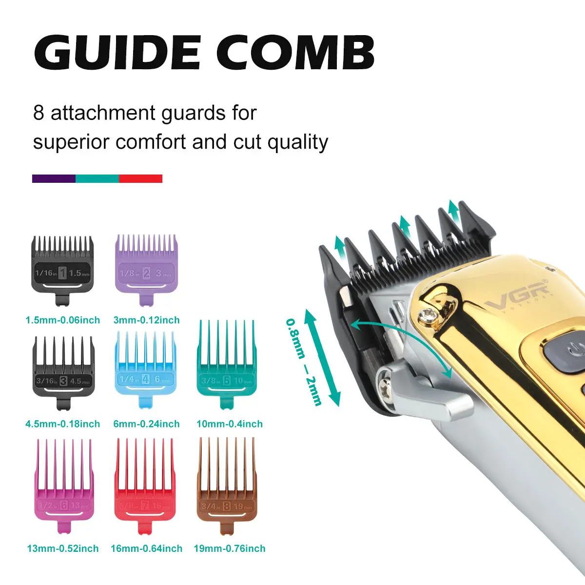 VGR 006 ماكينة قص الشعر الكهربائية المعدنية الرجعية للرجال الكهربائية دفع القص النفط رئيس نحت LED ماكينة تشذيب الشعر الرقمية الذكية #5