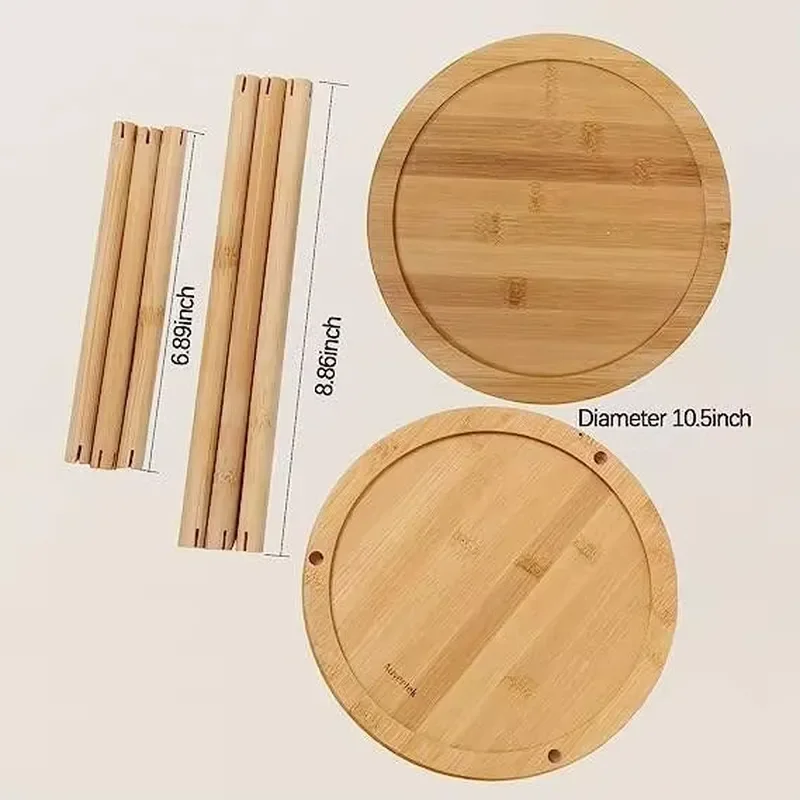 2 Tier Bamboo Rotating Spice Rack 360 Degree Lazy Susan Organizer Portable Space Saving Storage for Kitchen Countertop Pantry