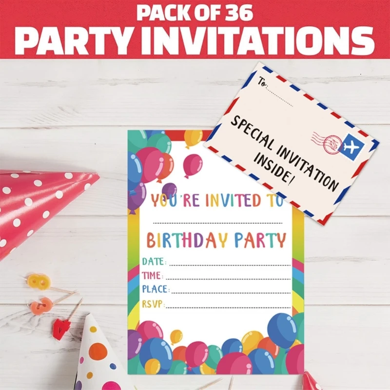 18 ชิ้น/เซ็ตการ์ดเชิญวันเกิดพร้อมสติ๊กเกอร์สำหรับงานเลี้ยงวันเกิด