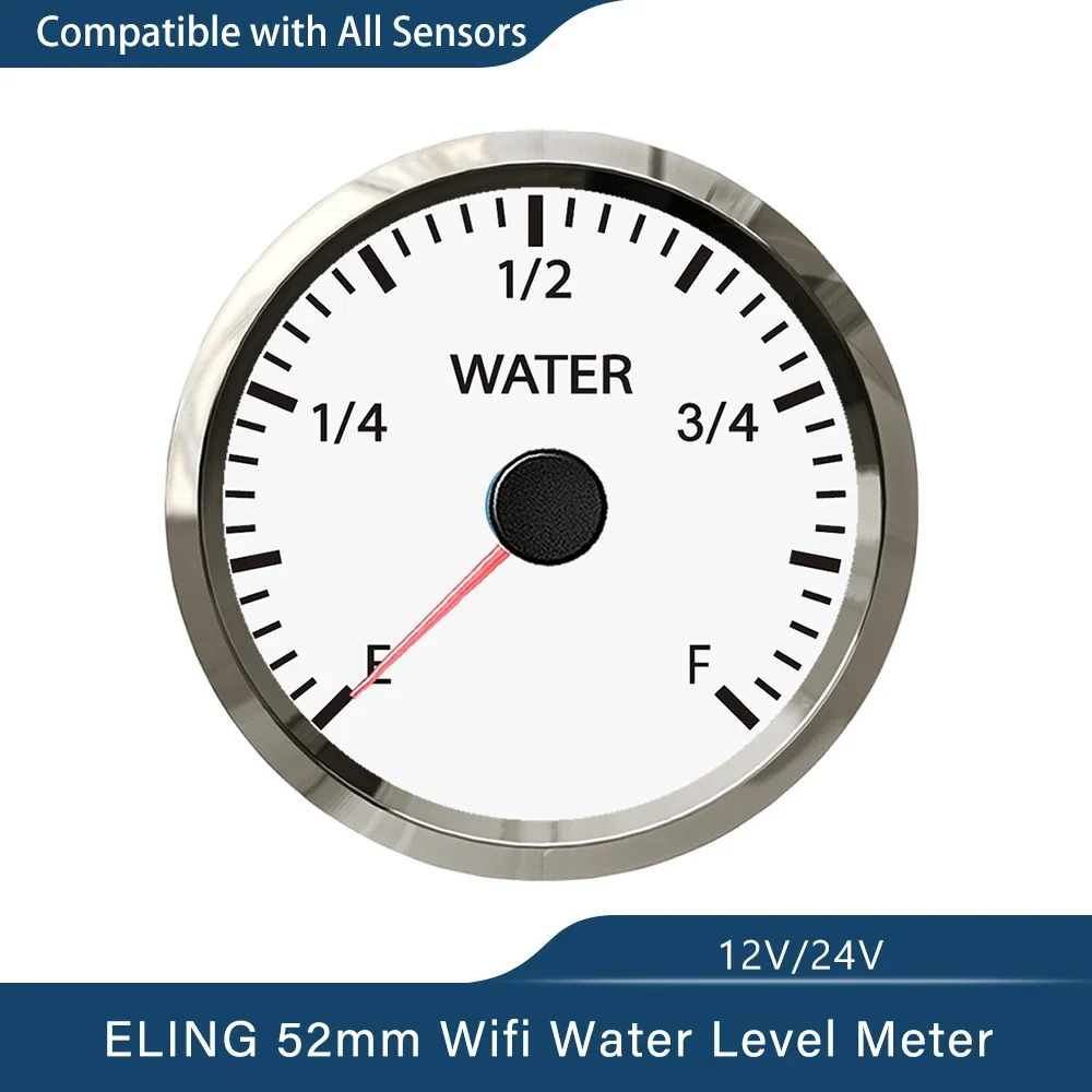 

ELING 52 мм (2 дюйма) автомобильный Wi-Fi датчик уровня воды программируемый измеритель, совместимый со всеми типами и диапазонами датчика сигнала Ом постоянного тока 9-32 В