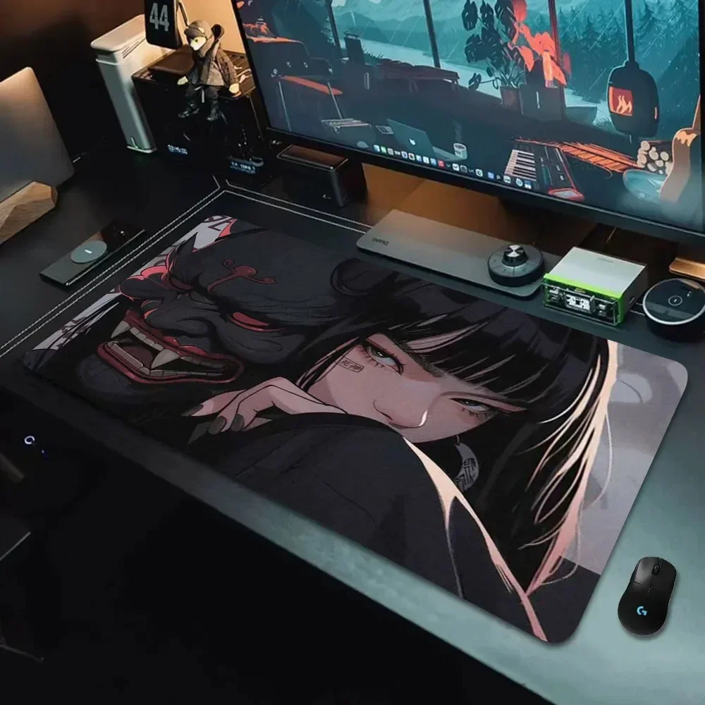 Japan Style Hannya Manga Girl No-slip Rubber Mouse Pad XXL Computer Gaming Accessories Keyboard Desktop Decorate Mat for Offices