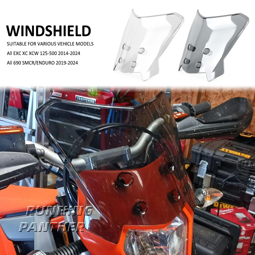 

Motorcycle Windshield Windscreen Wind Deflector Screen For All 690 SMCR ENDURO / 500 450 350 300 250 SM SMCR EXC XC XCW 125-500