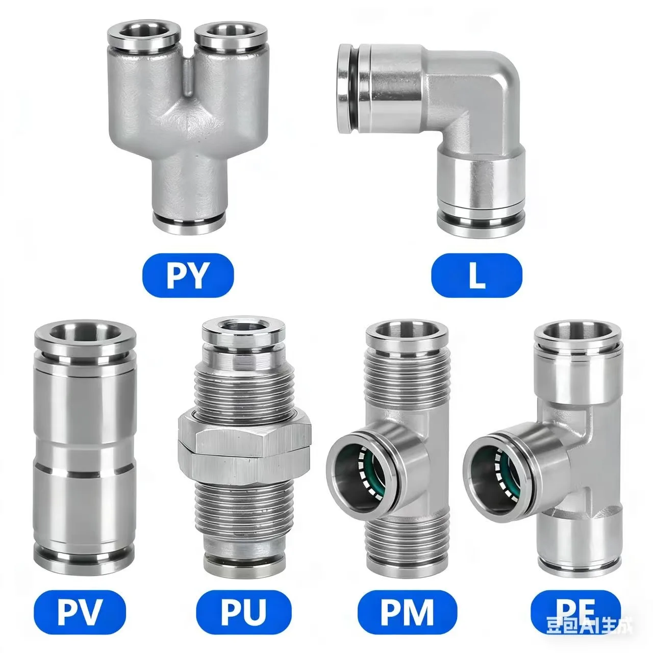 Pneumatic Hose Fitting 304 Stainless Steel PC PV PE PY PM Air Tube Connector OD 4 6 8 10 12mm BSP Quick Release Pipe Fittings