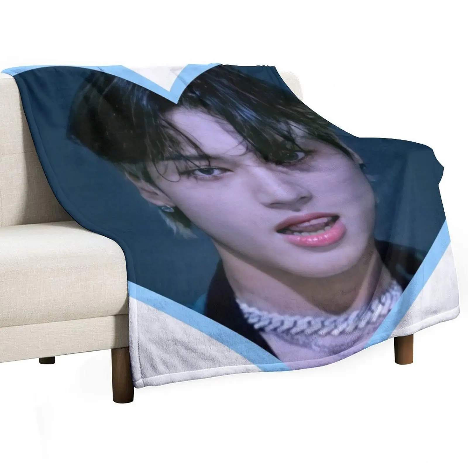 

Kpop ATEEZ Wooyoung Heart Throw Blanket funny gift Blankets For Baby Blankets For Bed Large Blankets