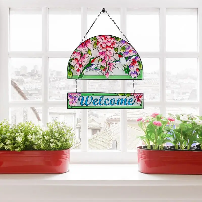 Hummingbird Decor 2D Bird Sun Catcher Stylish Acrylic Colorful Window Ornaments Animal Home Decoration For Patio Garden Window