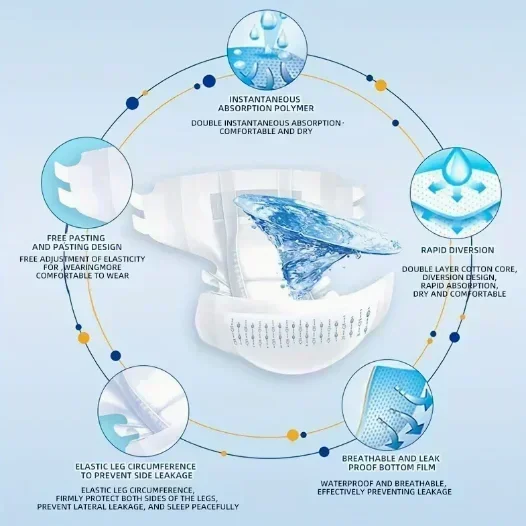 20Pcs Overnight High Absorb Adult Disposable Diapers Unisex Breathable Leakproof Elderly Incontinence Nappies for Men & Women