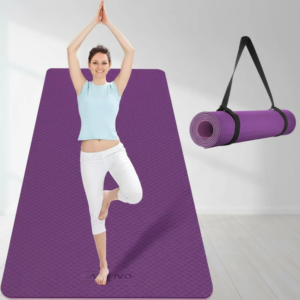 

Extra Wide Long TPE Yoga Mat 72x32 Non-Slip Exercise Fitness Mat for Women Men
