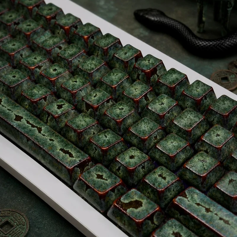 2ind Ink snake pattern |Observing Fire keycaps custom cherry profile ceramics keycap cute handmade point ceramic key caps MX