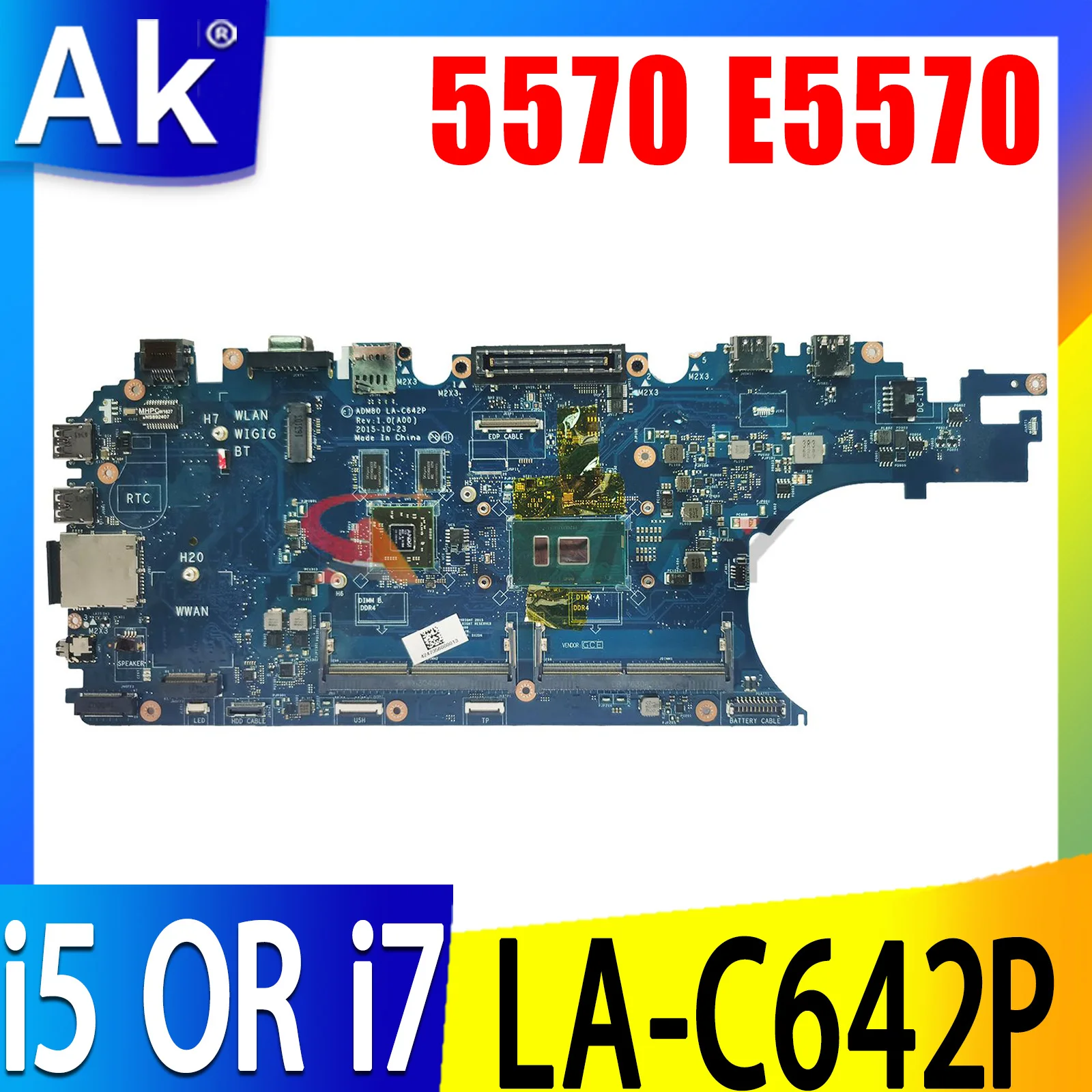 

LA-C642P For Dell Latitude 5570 E5570 Laptop Notebook Motherboard I5 I7 6th Gen CPU Mainboard CN-0J1PDD CN-0GVKV9 100% Tested