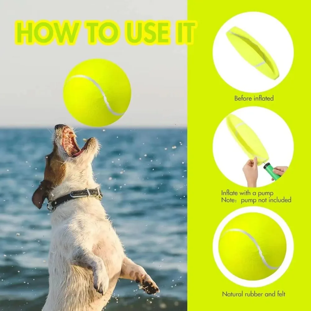 Giant Tennis Ball For Dog Chew Toy Pet Dog Interactive Toys Big Inflatable Tennis Ball Pet Supplies Outdoor Cricket Dog Toy