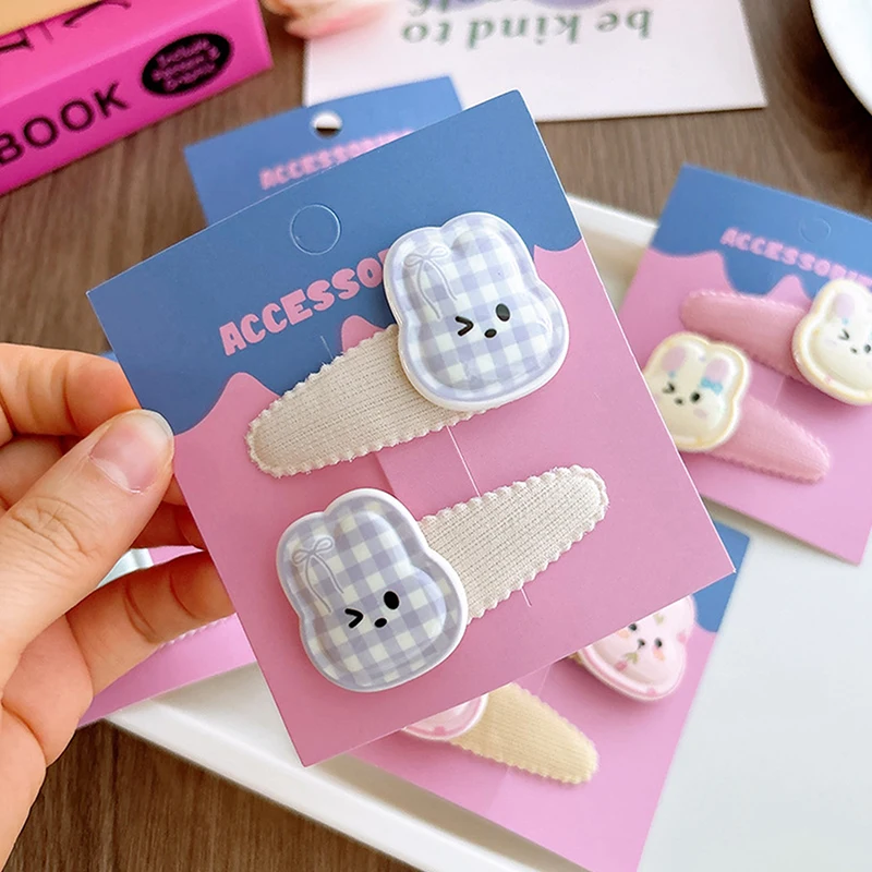 2Pcs Kawaii Rabbit Hair Clips Cartoon Cute Children Bangs Hair Clip Sweet Fashion Side Clip Versatile Hair Accessories Gifts