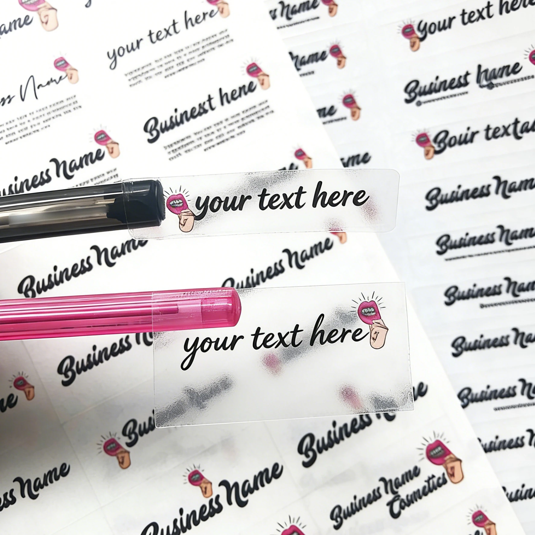 Custom Clear Lip Gloss Sticker Cosmetic Transparent Lipstick Label Personalized LOGO Text Brand Name Print Packaging Adhesive
