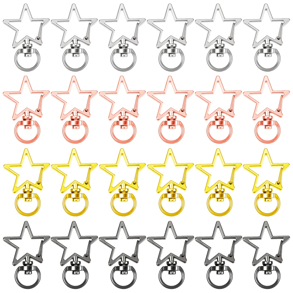 10/20/50Pcs Star Swivel Lobster Clasp Keychains Spring Clips Snap Hooks for Handmade Key Chains Making DIY Craft Gift