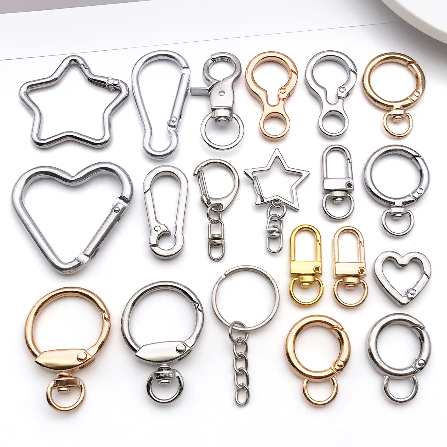 10pcs Multi-functional Rotating Keychains With Lobster Clasps, Open Rings, and Spring Clasps for DIY Jewelry Making Accessories