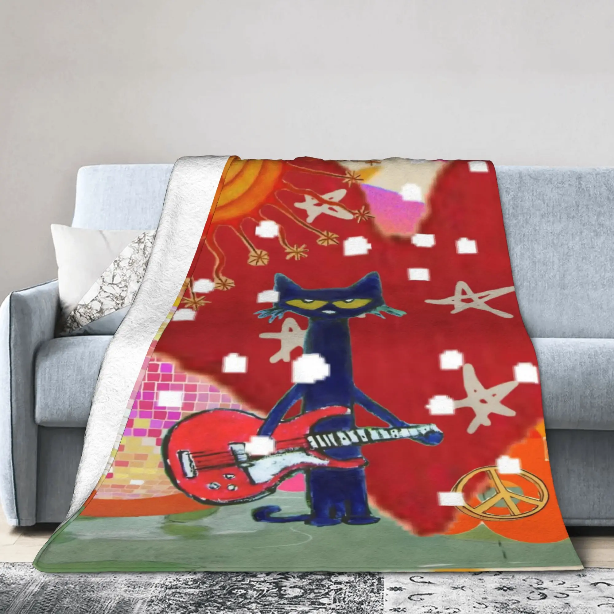 Comfortable Pete The Cat Blanket Stuff Bed Decorative  Throw Blankets Super Soft Fleece for Outdoor