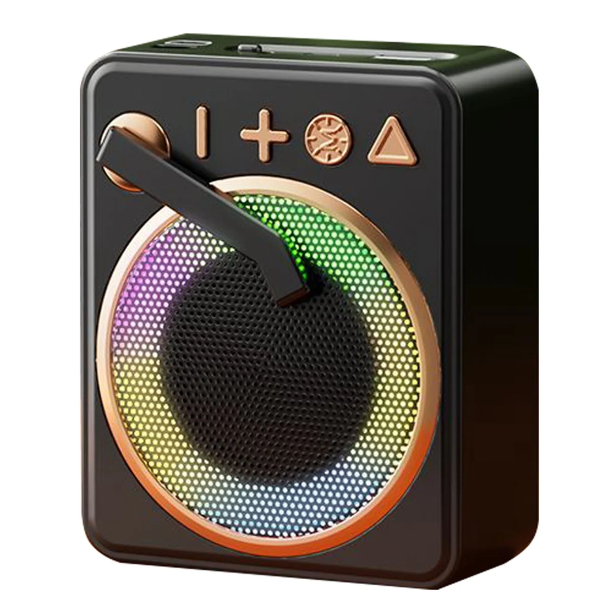 Haut-parleur rétro portable Bluetooth 5.0 avec lumière RVB, lecteur d'enregistrement sans fil, haut-parleurs, prise en charge de la carte TF, disque U, lecteur MP3, noir