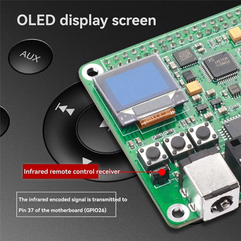 -N07R For Raspberry Pi Es9038q2m DAC Decoder Board Hifi Audio, Coaxial, Fiber, I2S, Analog Output Supports 768K 32Bit, DSD512