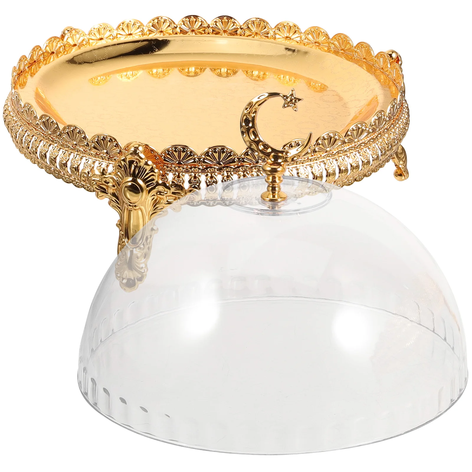 

Cake Tray Pan Plate Display Stand Dessert Protective Cover Food for Wedding Wrought Iron Serving Banquet Holder Home