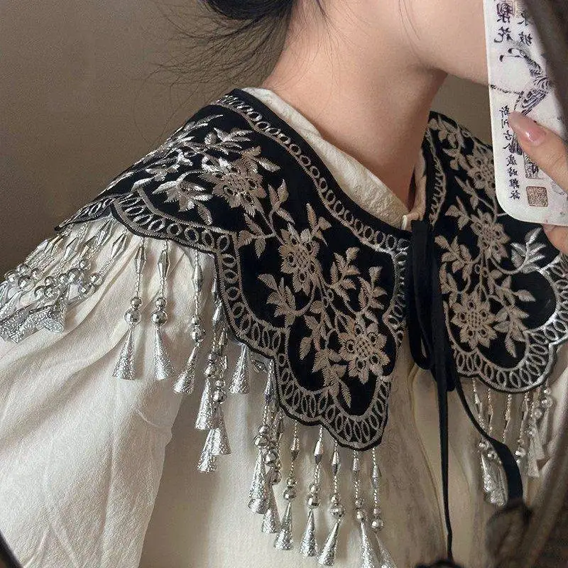 chinese-style-embroidered-shirt-collar-jacket-hanfu-fake-collar-blouse-ethnic-wind-bachelor's-degree-graduation-gown