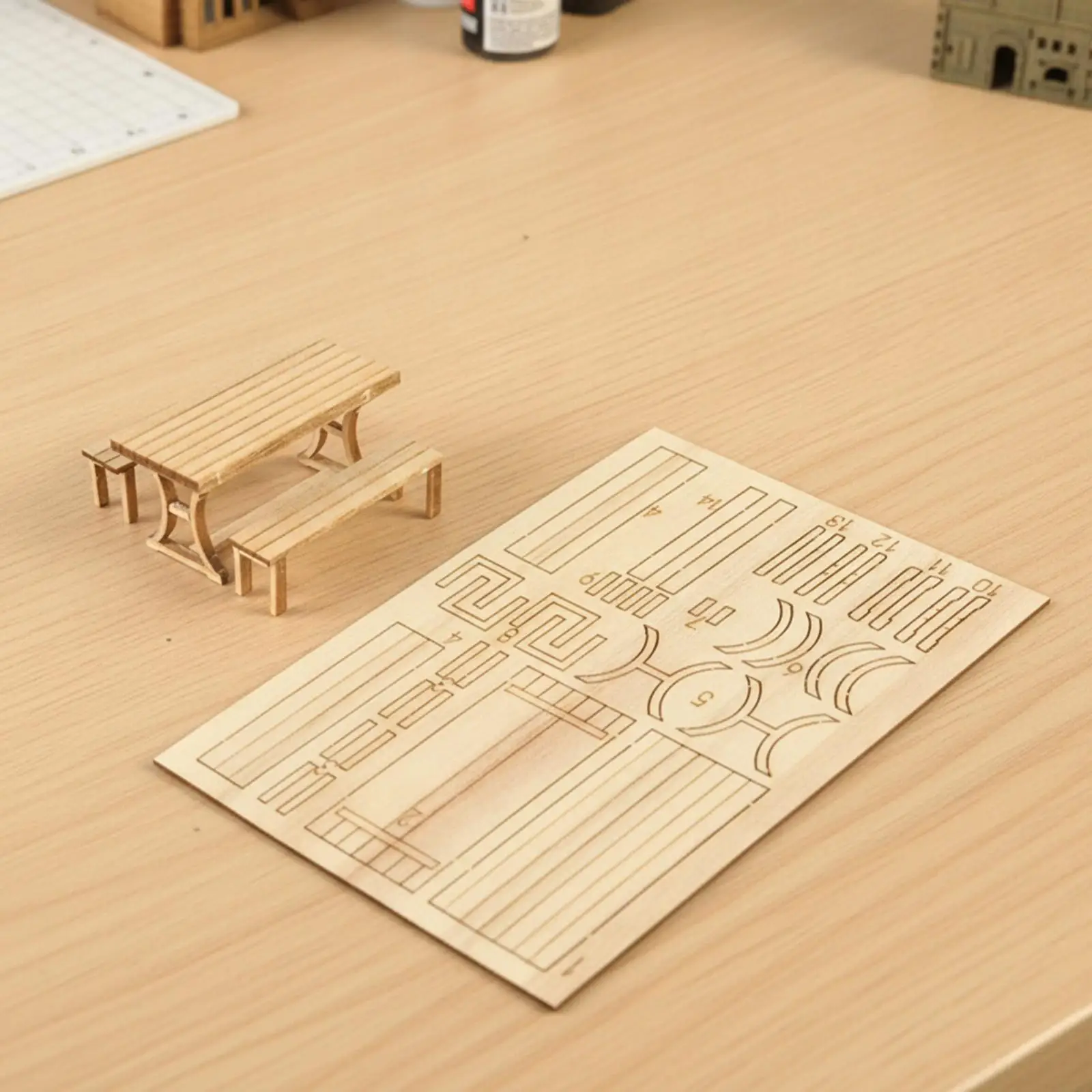Miniature Wood Furniture Craft Kit 1 35 Scale for Sand Table Model Scenes Custom Weathered Finish