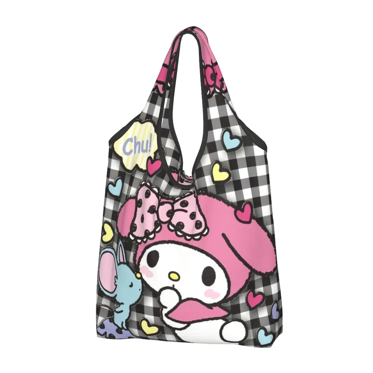 Custom Cartoon My Melody Sanrio Japan Anime Shopping Bags Women Portable Large Capacity Grocery Tote Shopper Bags