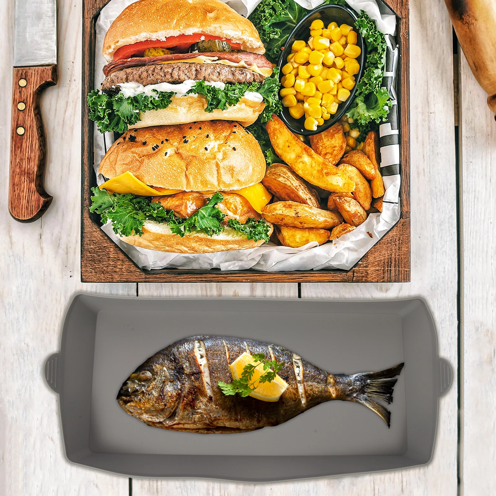 

Silicone Baking Tray Oven Non Stick Heat Resistant Easy Cleaning Food Grade for Chicken Wings Burgers Fish Shrimp