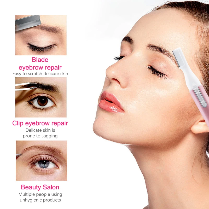Rasoio sopracciglia elettrico Mini rasoio Rimozione peli Rasoio viso Rimozione peli viso e collo Sfocatura Labbra Corpo Braccia e gambe