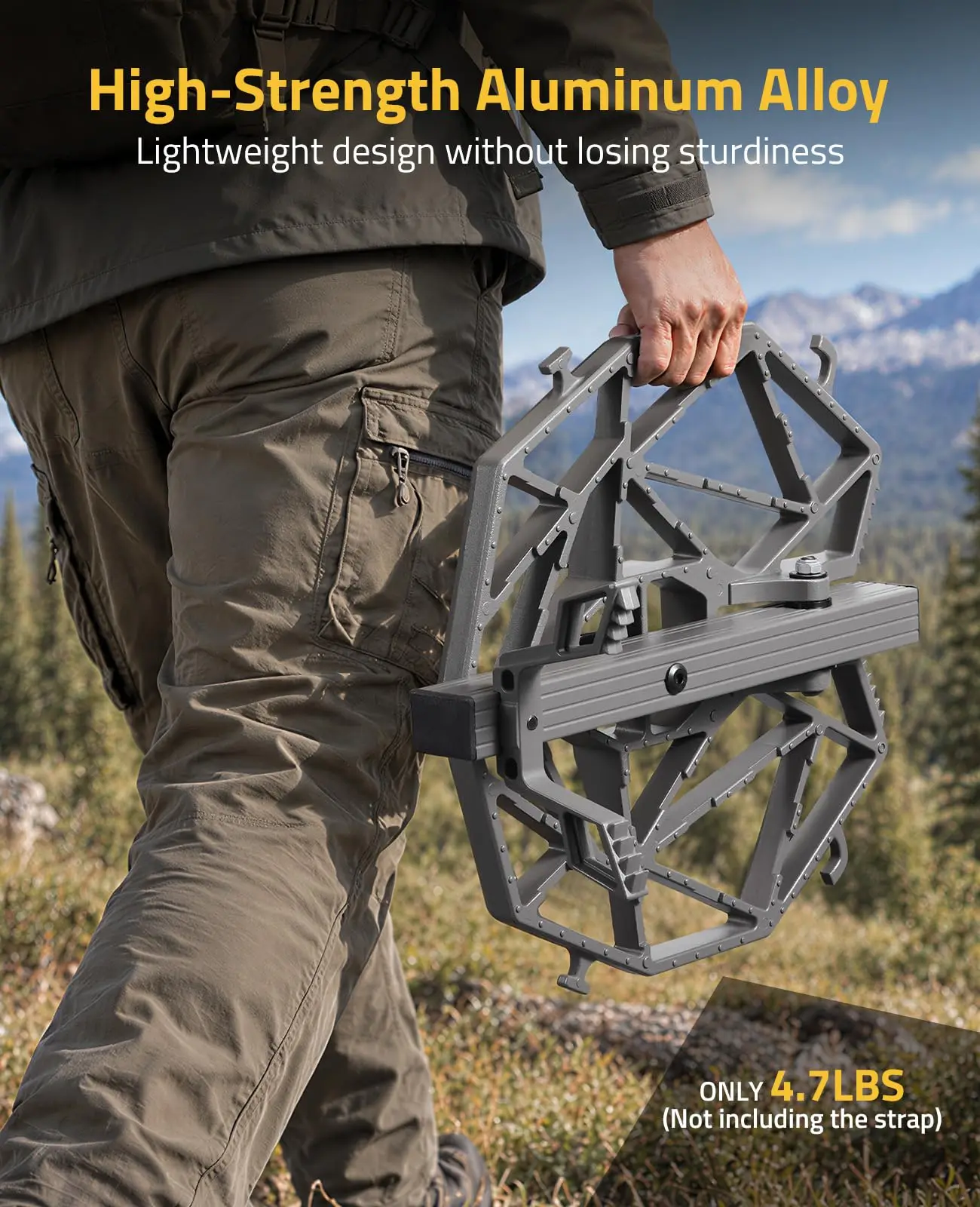 Saddle Platform, Aluminum Alloy Tree Saddle Platform for Hunting Adjustable and Lightweight Saddle Platform with Non-Slip Hook D