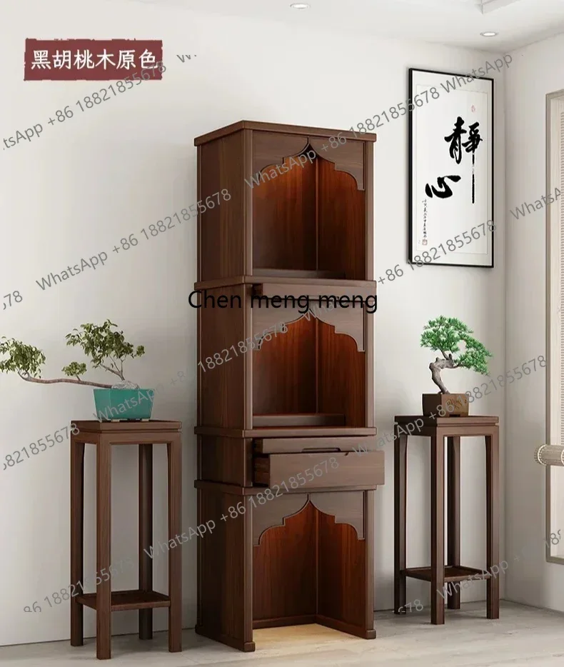 

Hot sales 100% Solid Wood Incense Holder for Home Use with Medieval Buddhist Platform, Three-Layer Buddhist Niche Model