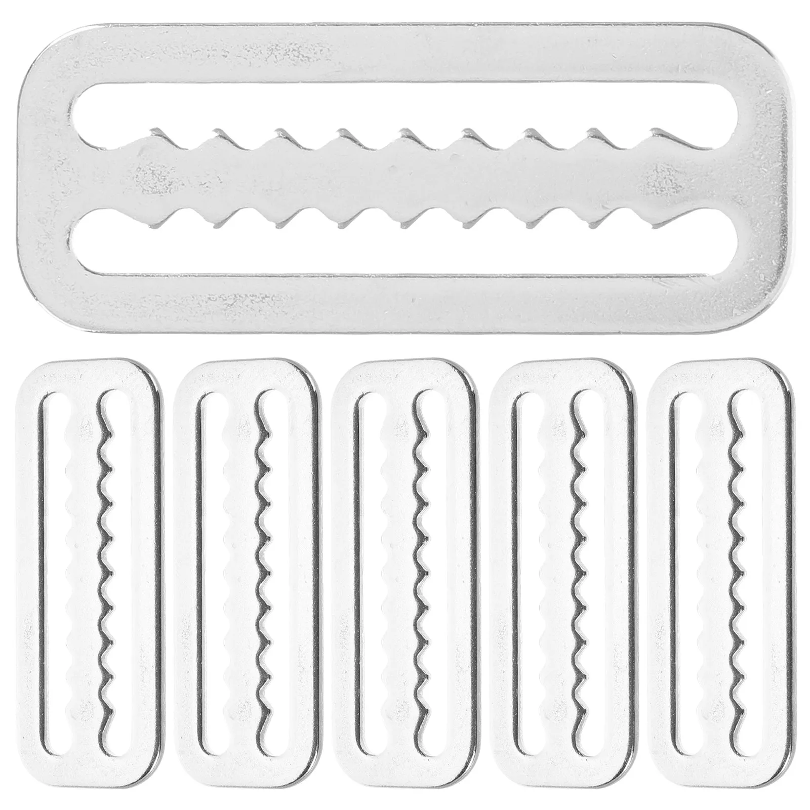6Pcs Stainless Steel Diving Belt Buckle Serrated Webbing Keepers 2 Inch Scuba Weight Belt Clips Clamp Stopper Serrated Buckle