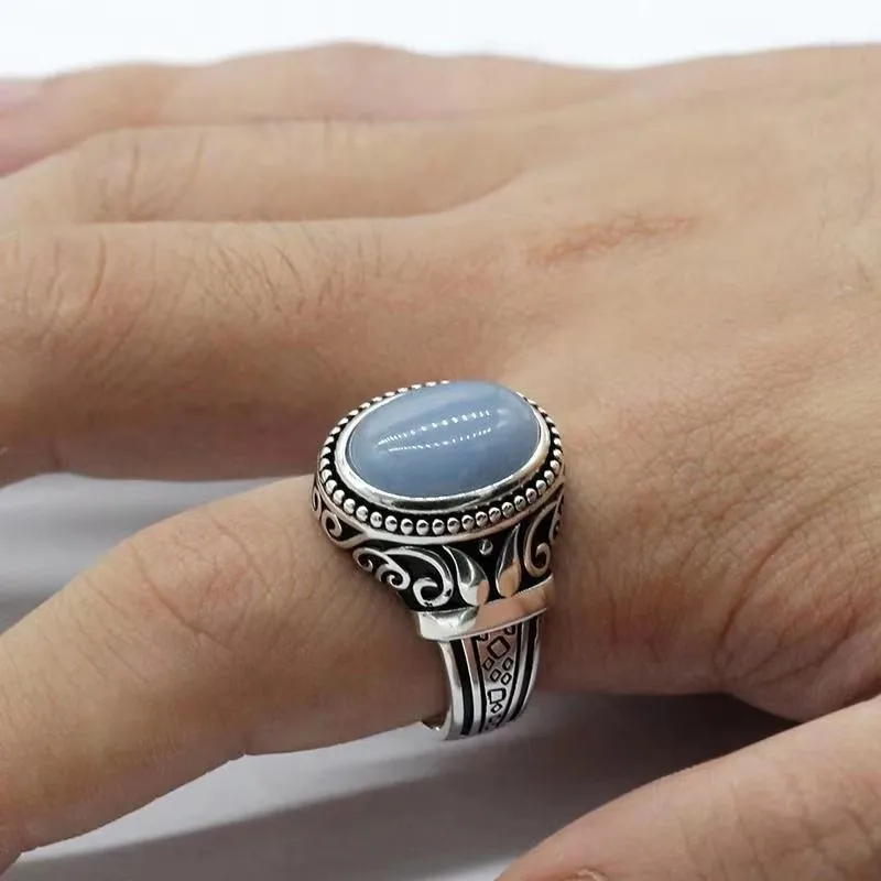 S925 فضة اليدوية خاتم جوهرة طبيعية Türkiye اليدوية هدية عطلة حزب مجوهرات فاخرة هدية حفلة