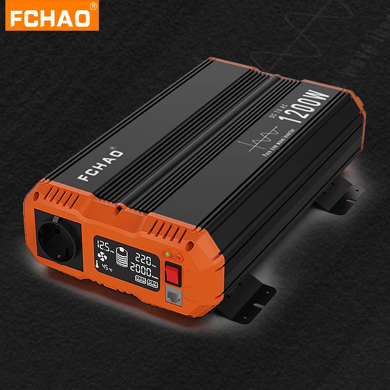 FCHAO 2400W Inverter a pannello solare onda sinusoidale pura 12V 24V a 220V convertitore di potenza per auto alimentatore Display LCD a energia