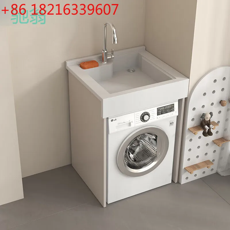 Armoire de machine à laver de balcon de petit appartement, autre lavabo de machine tout-en-un significatif