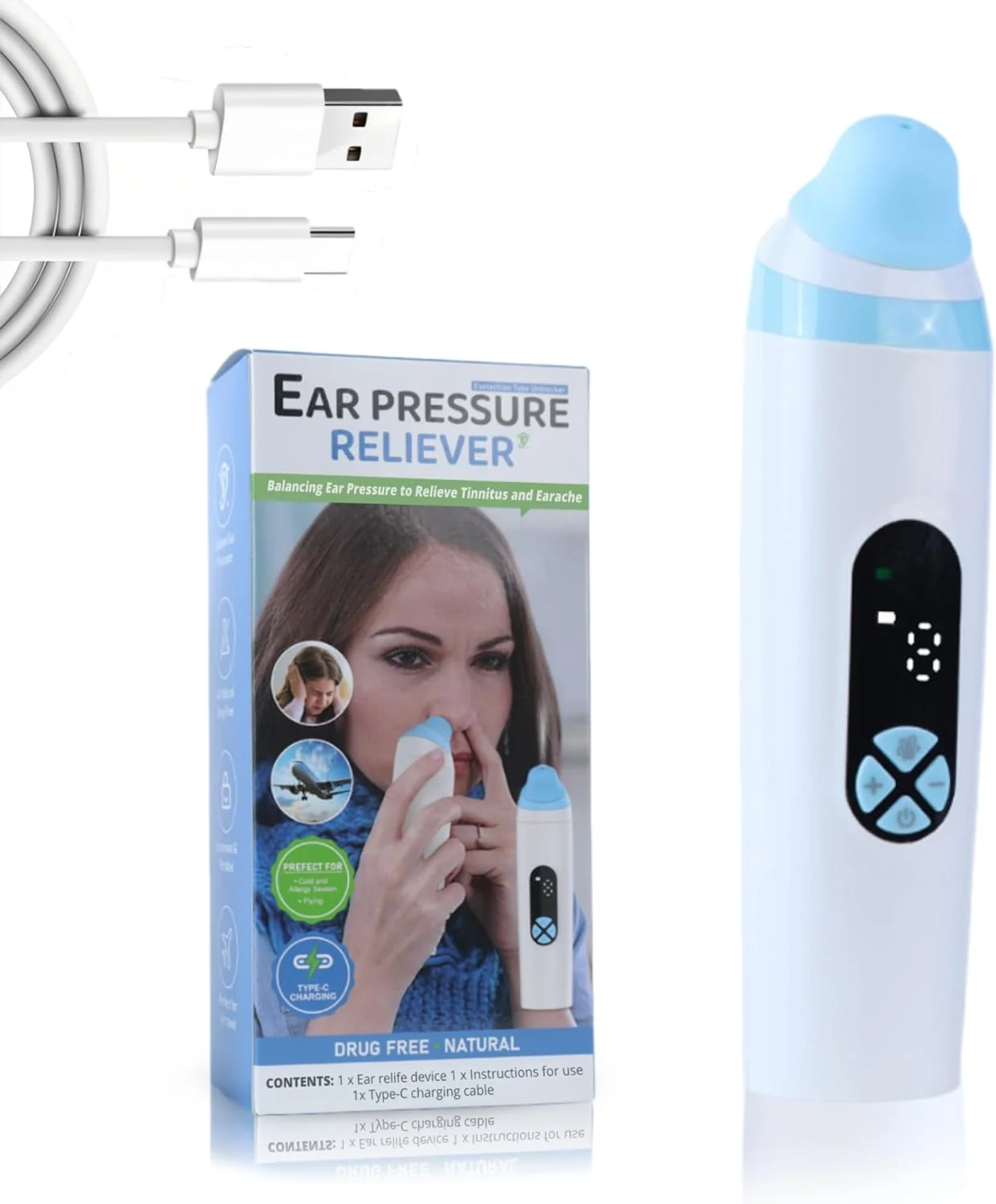 

Eustachian Device Use Unblock Eustachian Tube Balancing Ear Pressure Relieve Tinnitus Ear Pressure tool Reliever for Flying