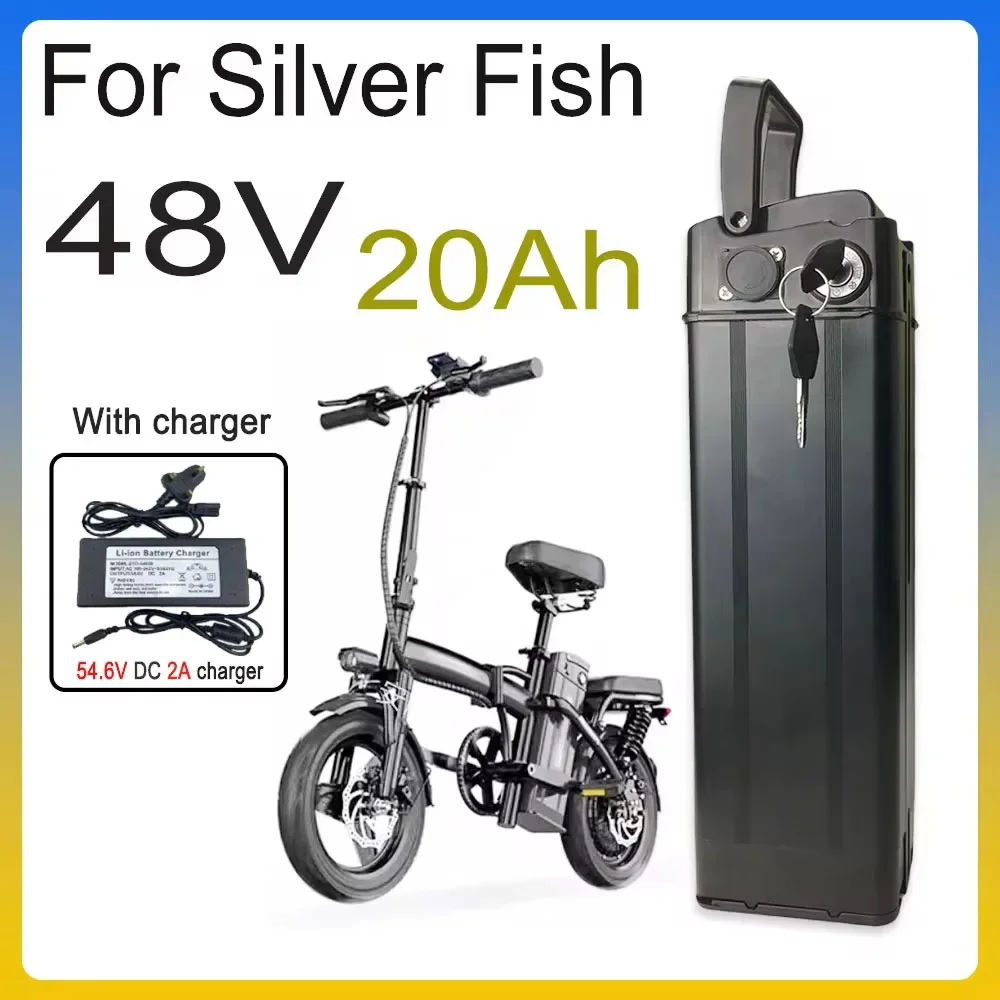 

48V 20Ah For Silver Fish Ebike 500W 750W 1000W 42V 15AH BMS 18650 Lithium Battery Pack with Charger