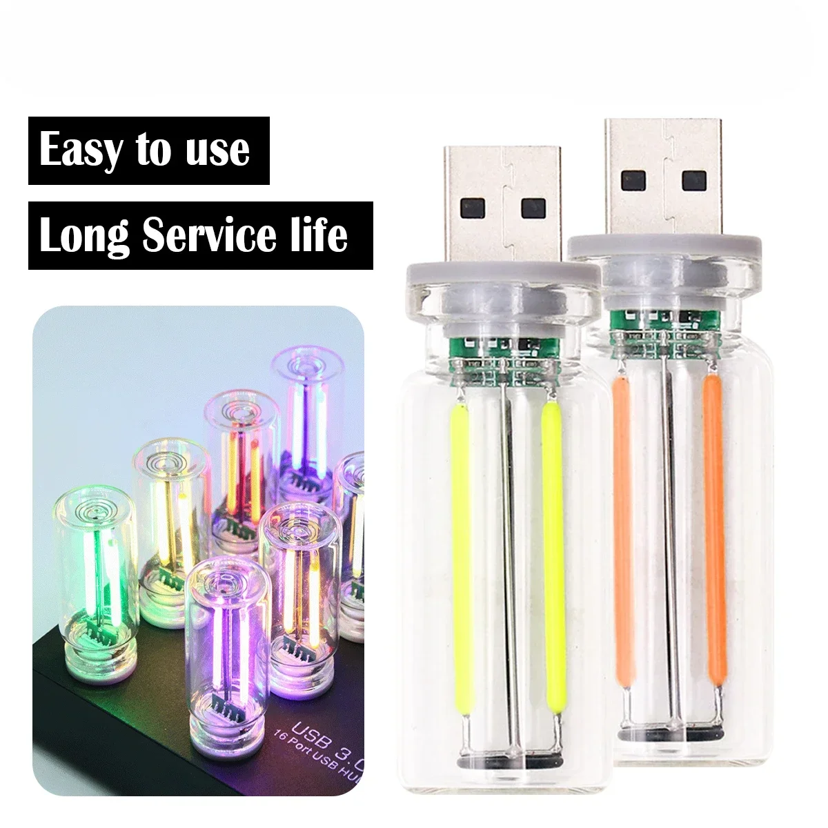 2pcs Retro USB LED Filament Night Light Dimming 5V Light Decorative Warm Light Touch Lighting Incandescent Camping Mini Light