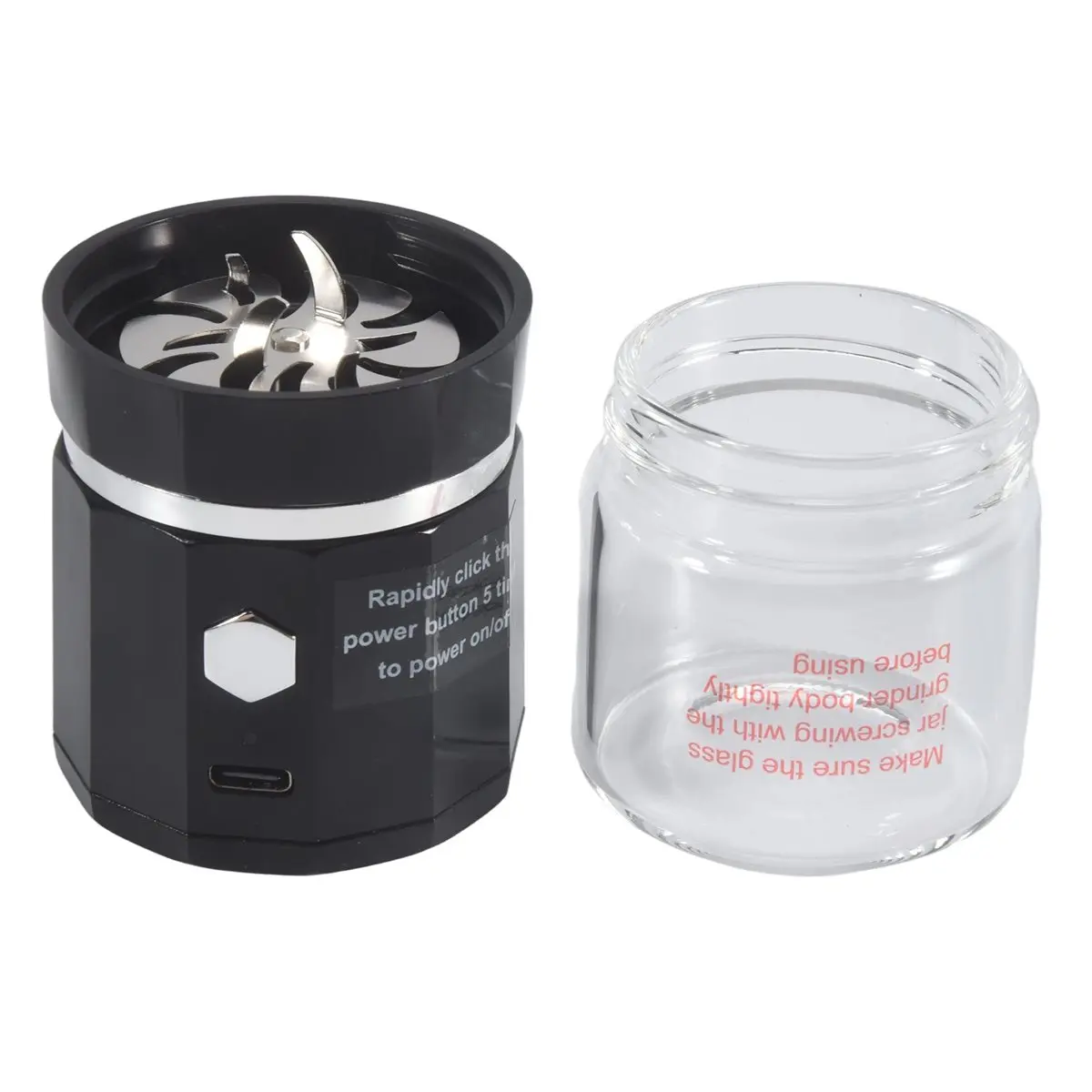 BHBL Mini Electric Grinder Portable Vanilla Grinder USB Rechargeable Mill with a Cleaning Brush for Tea Rosemary