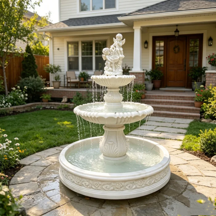 Natural White Marble Sculpture Angel Water Fountain Marble Sculpture Fountain Outdoor Garden Landscape Decoration Deposit Only