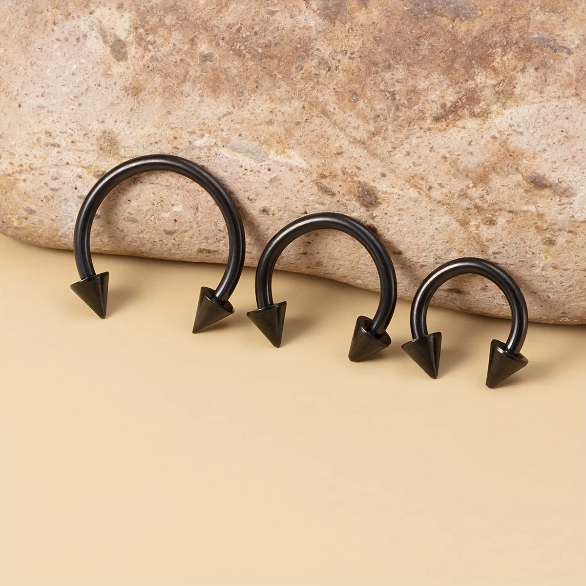 1PCS 6/8/10mm Men Spike Nose Septum Piercing Ring Horseshoe Piercing Lip Ear Ring 16G Jewelry For Women Stainless Steel